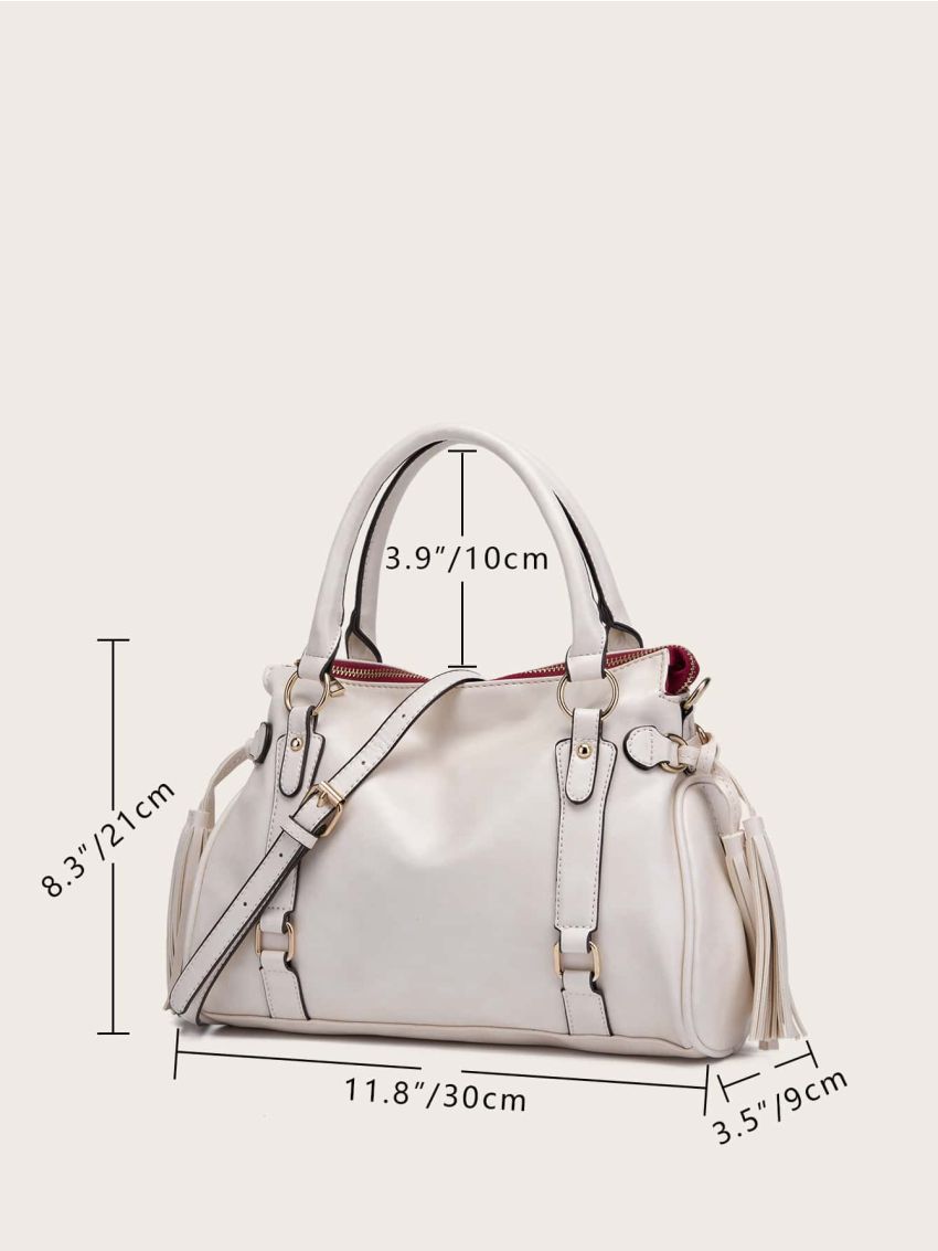 Minimalist Tassel Decor Top Handle Tote Bag