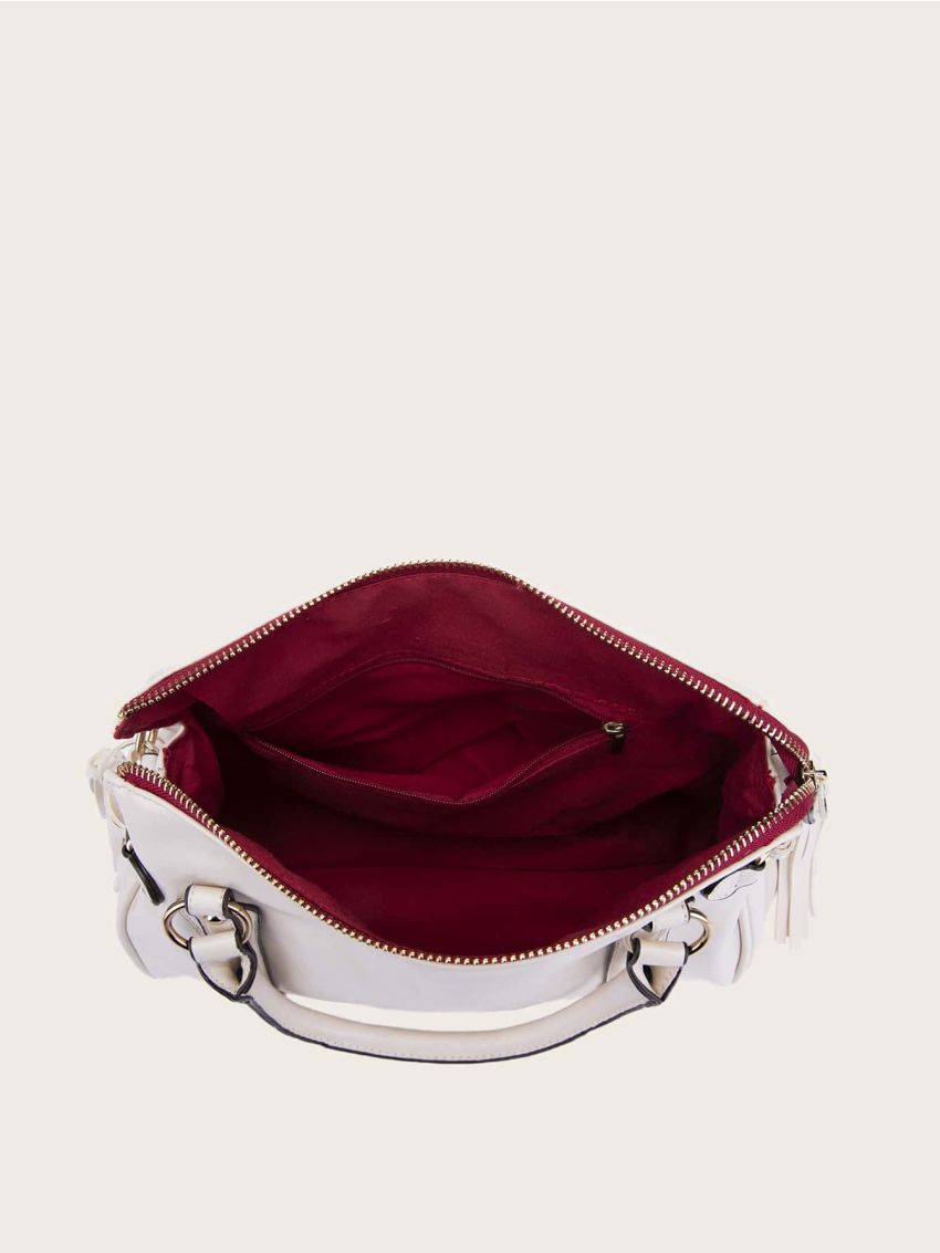 Minimalist Tassel Decor Top Handle Tote Bag