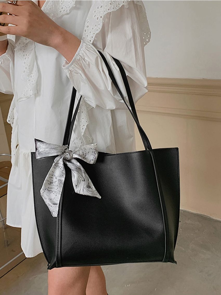 Twilly Scarf Decor Shoulder Tote Bag