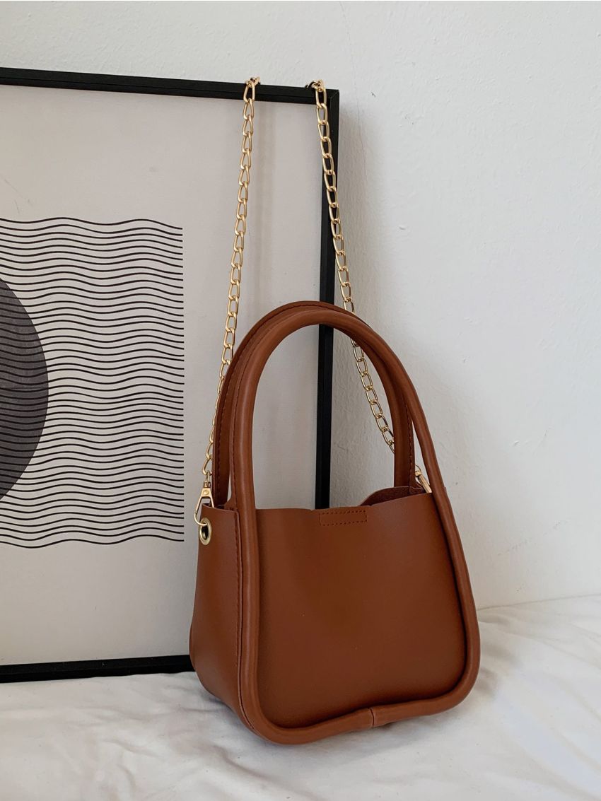 Mini Double Handle Chain Bucket Bag