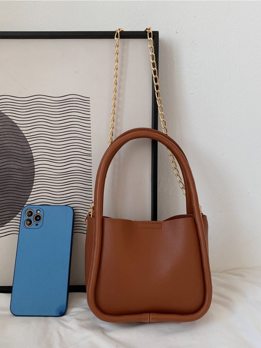Mini Double Handle Chain Bucket Bag