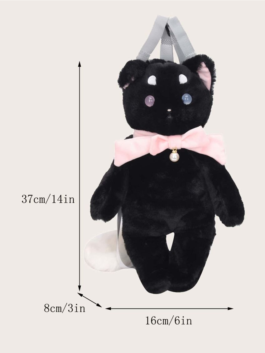 Mini Cartoon Cat Design Bow Decor Fluffy Backpack