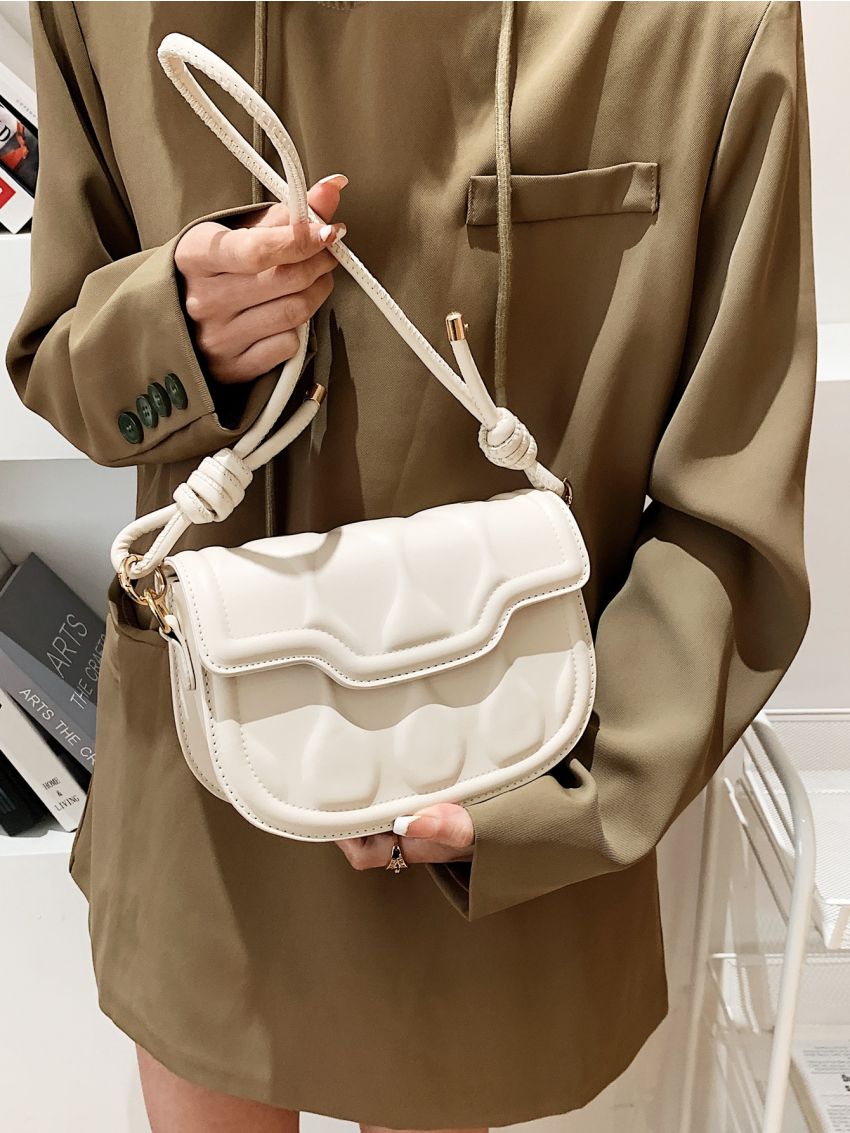 Textured Flap Saddle Bag