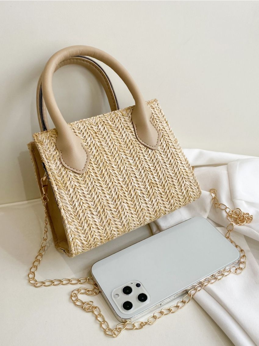 Mini Minimalist Chain Straw Bag