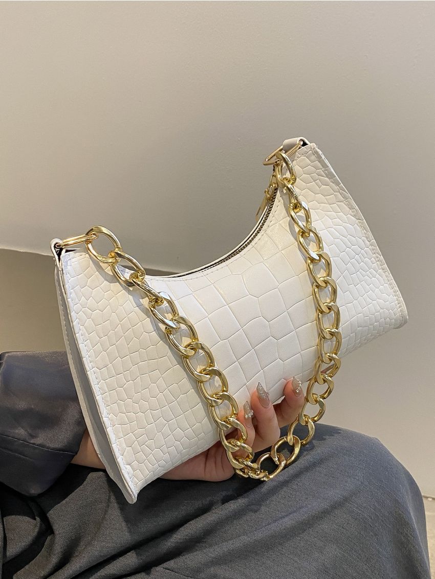 Chevron Chain Baguette Bag