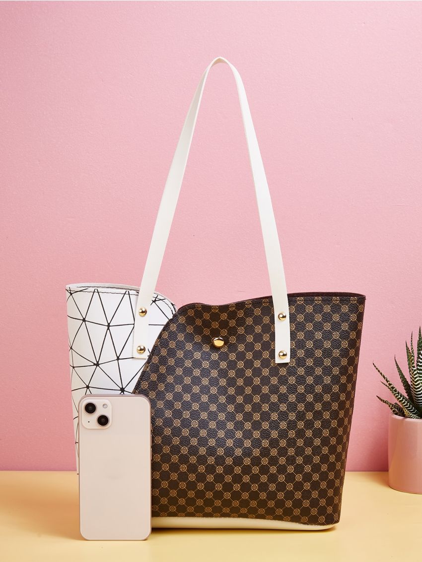 Colorblock Letter Detail Bucket Bag