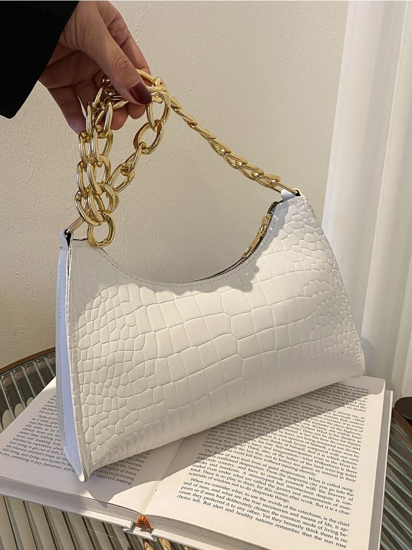 Chevron Chain Baguette Bag