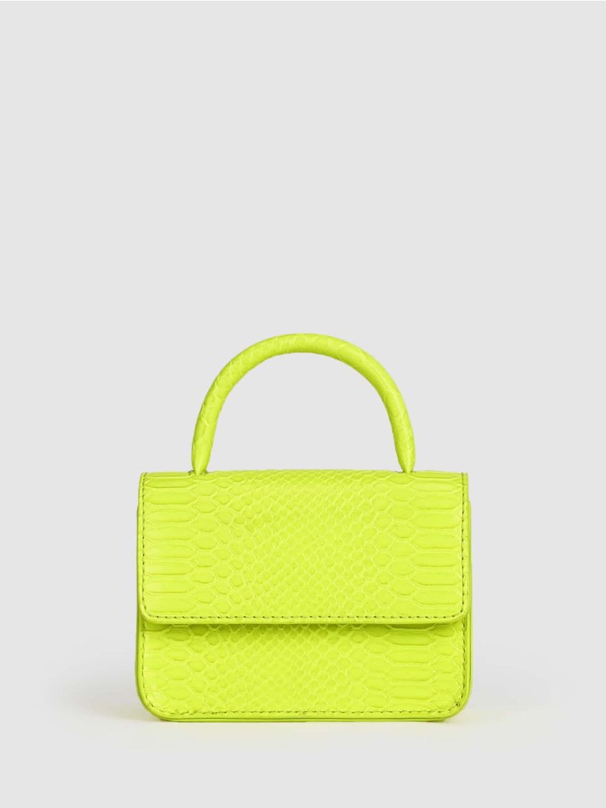 Mini Metallic Snakeskin Embossed Flap Square Bag