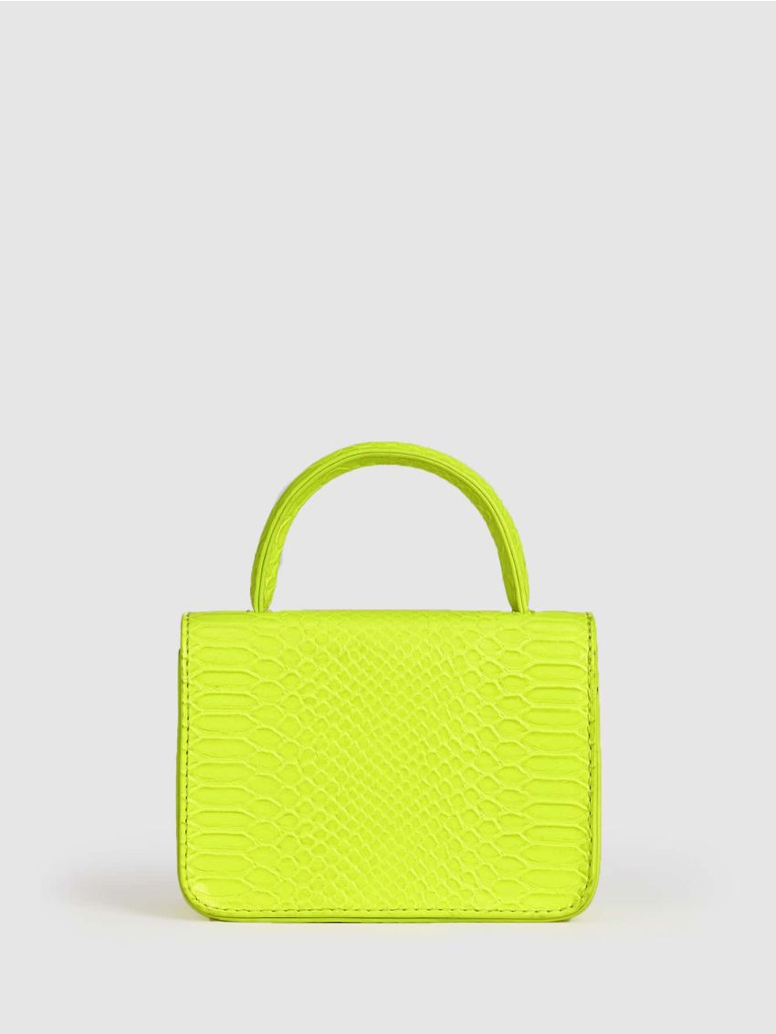 Mini Metallic Snakeskin Embossed Flap Square Bag