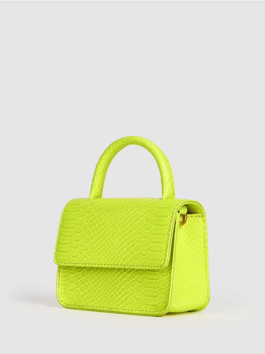 Mini Metallic Snakeskin Embossed Flap Square Bag