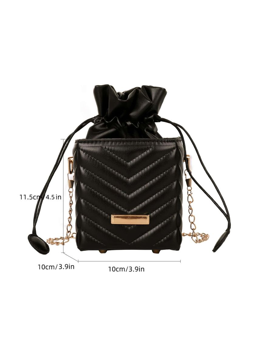 Mini Quilted Pattern Drawstring Design Box Bag