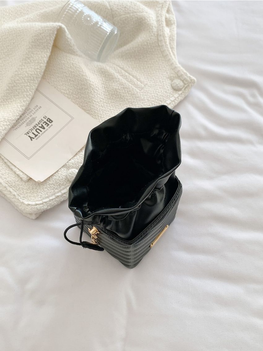 Mini Quilted Pattern Drawstring Design Box Bag