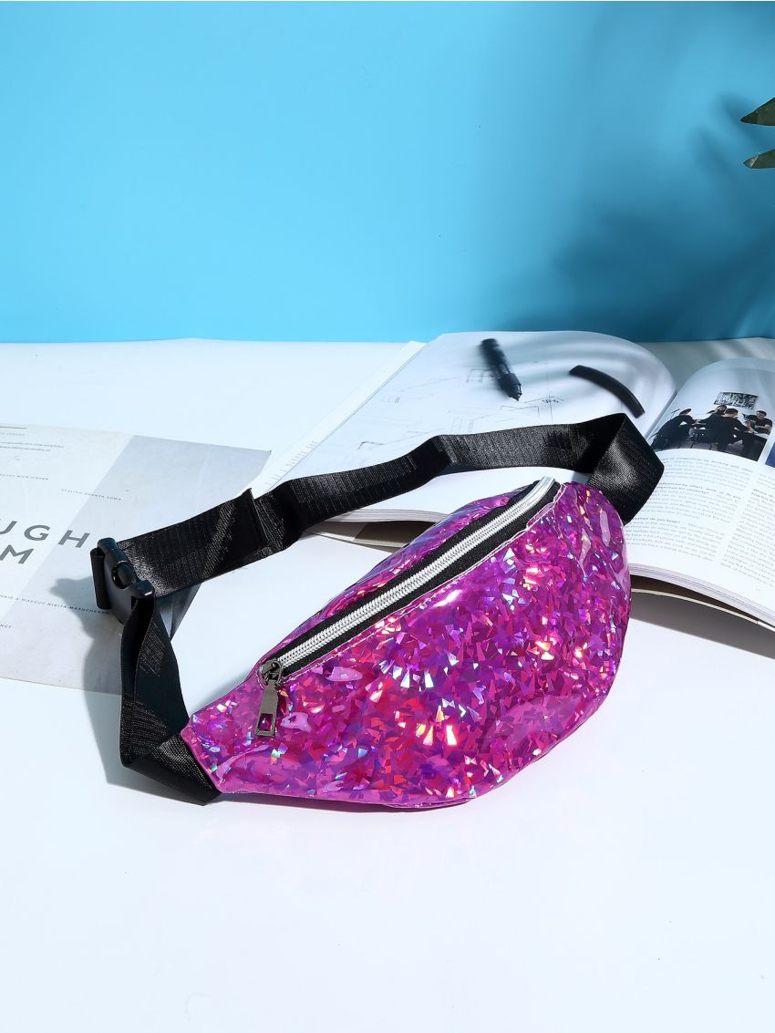 Metallic Zipper Waist Bag
