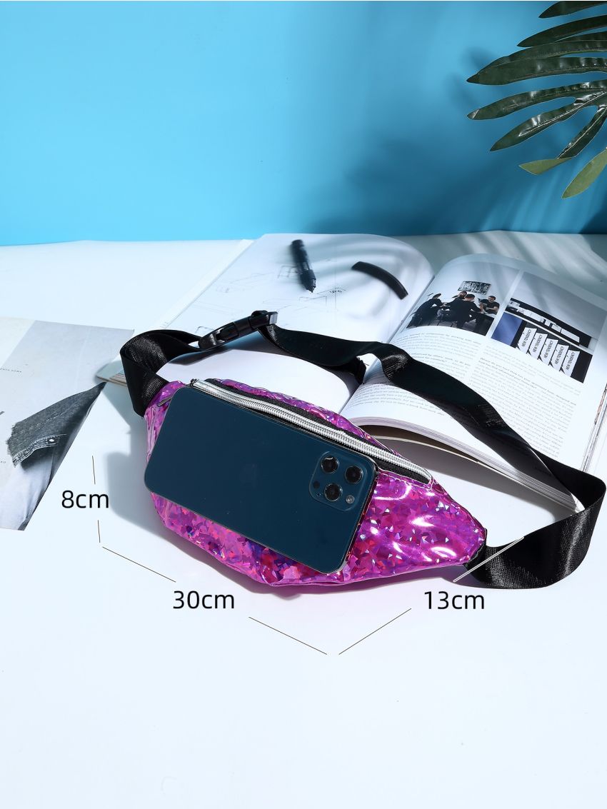Metallic Zipper Waist Bag