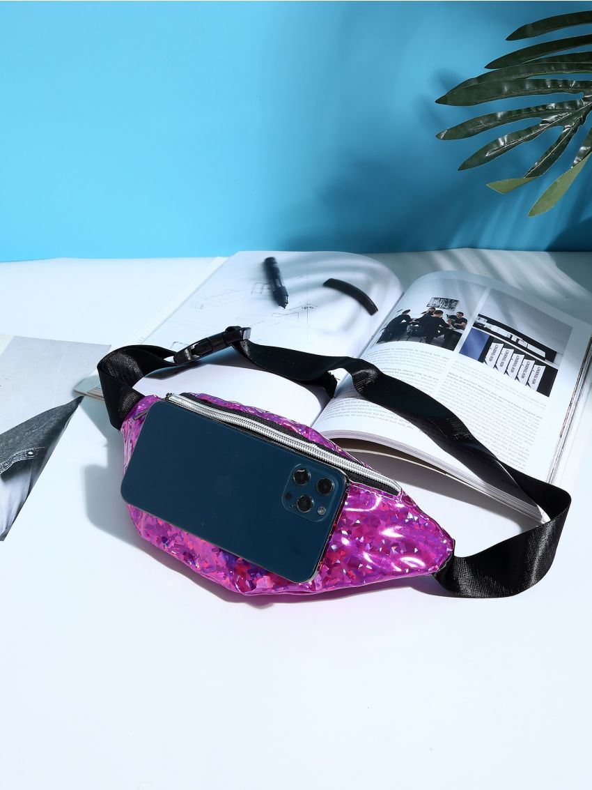 Metallic Zipper Waist Bag