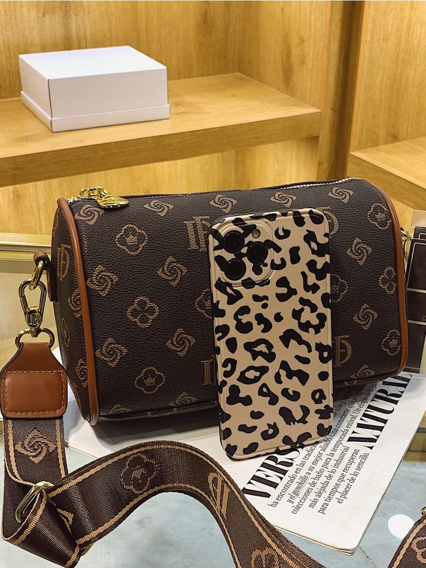 Geo Graphic Contrast Binding Crossbody Bag