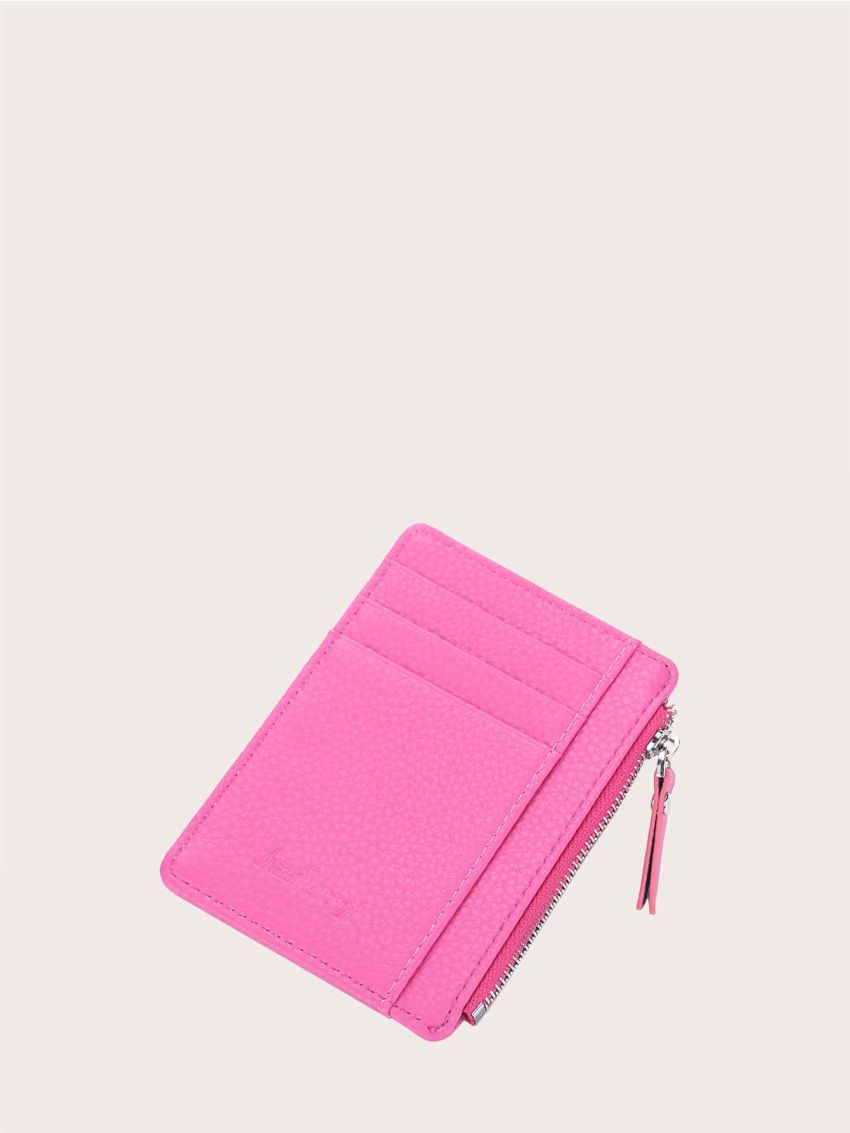 Litchi Embossed Zipper Card Holder