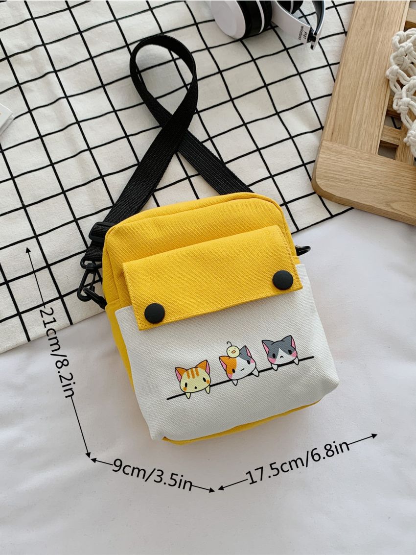 Cartoon Graphic Pocket Front Square Bag