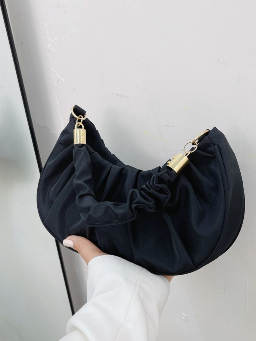 Minimalist Snap Button Ruched Bag