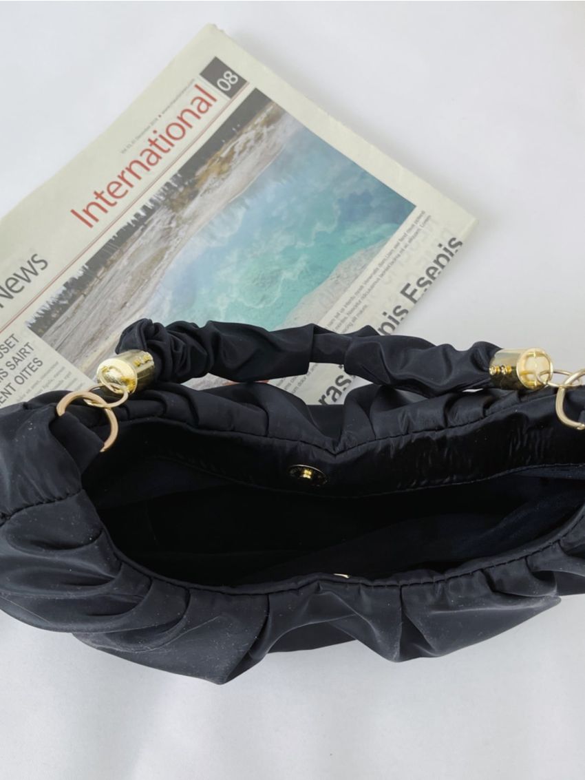 Minimalist Snap Button Ruched Bag