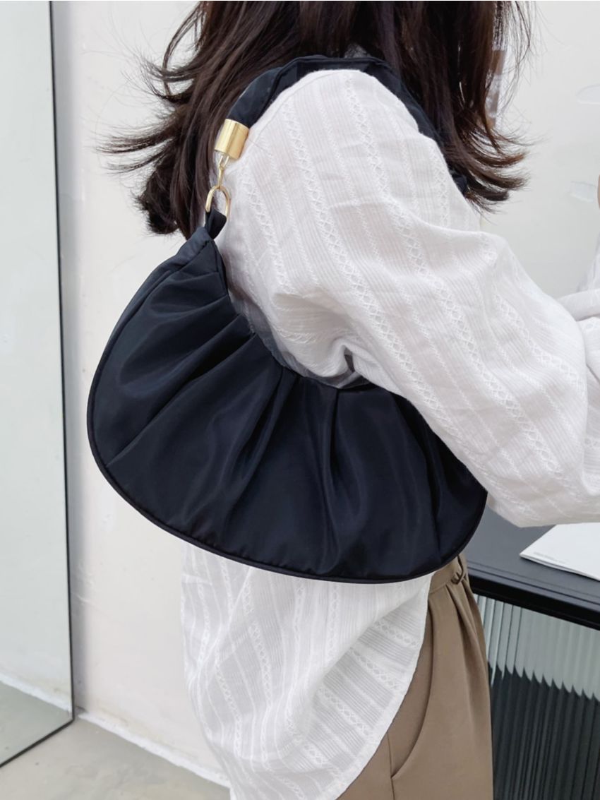 Minimalist Snap Button Ruched Bag