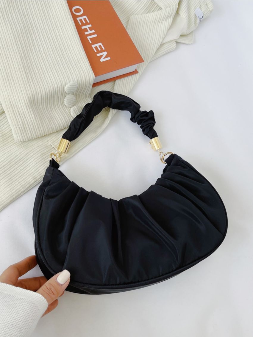 Minimalist Snap Button Ruched Bag