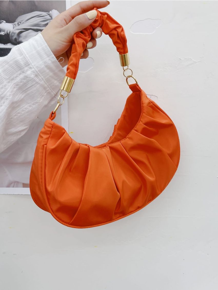 Minimalist Snap Button Ruched Bag