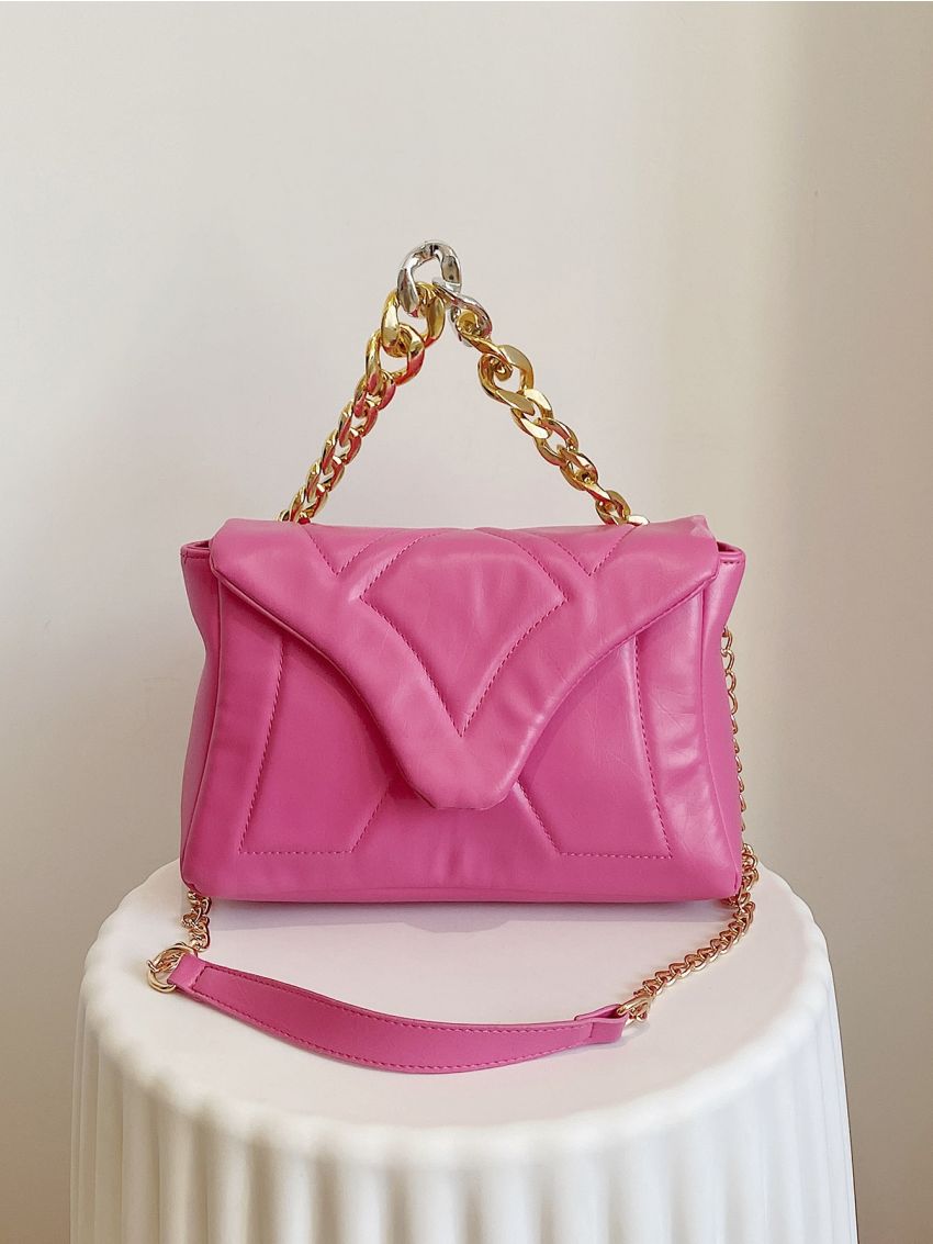 Quilted Flap Chain Square Bag