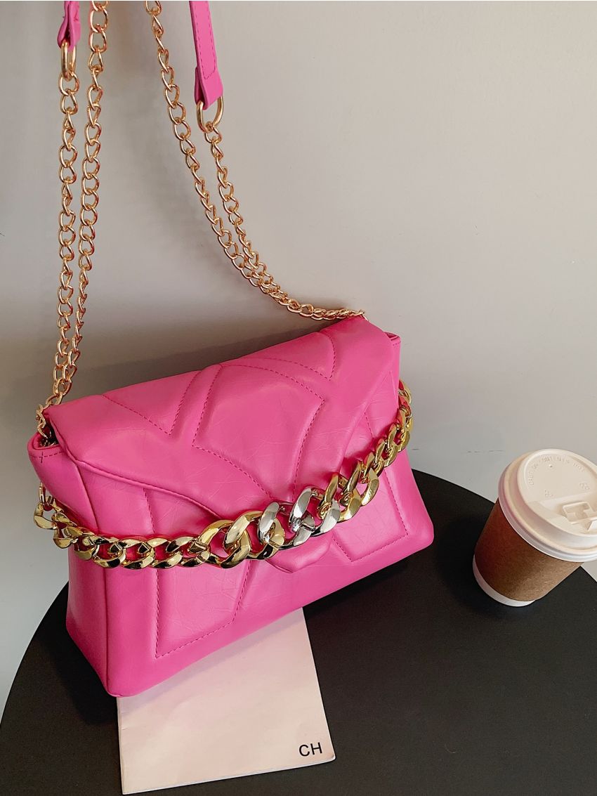 Quilted Flap Chain Square Bag
