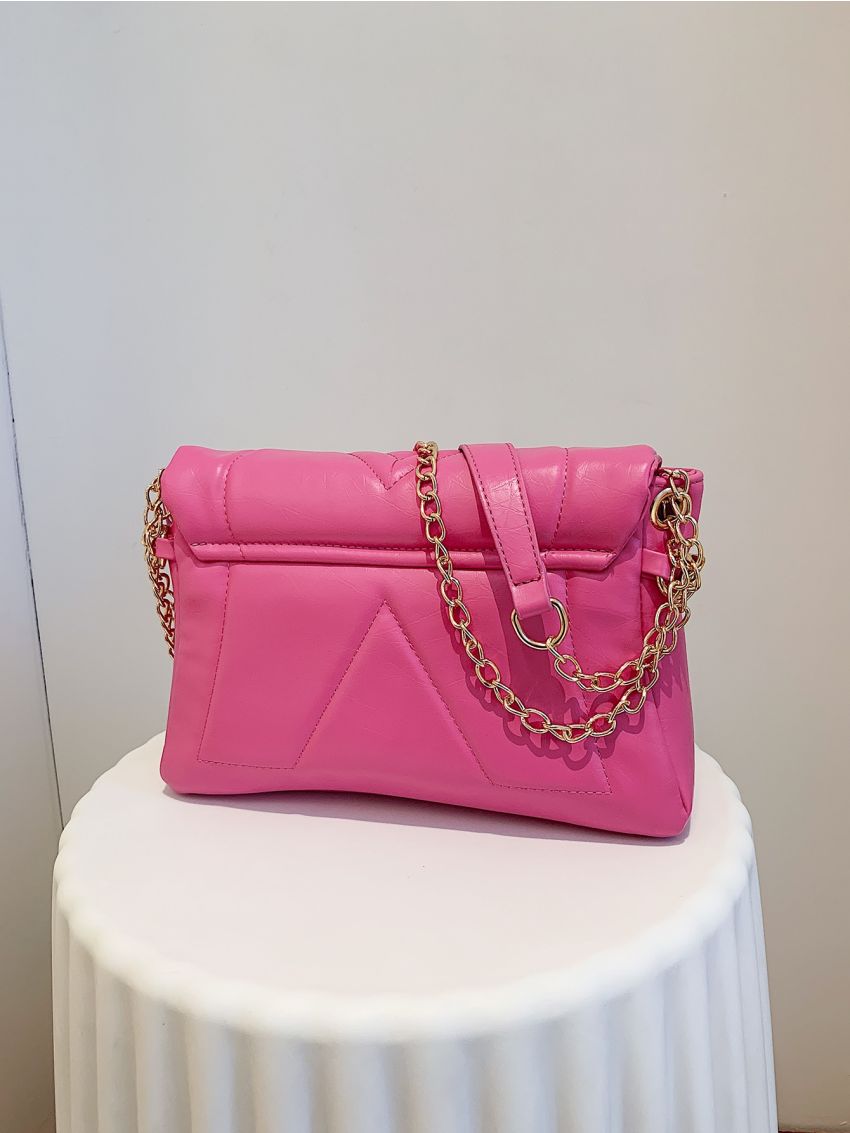 Quilted Flap Chain Square Bag