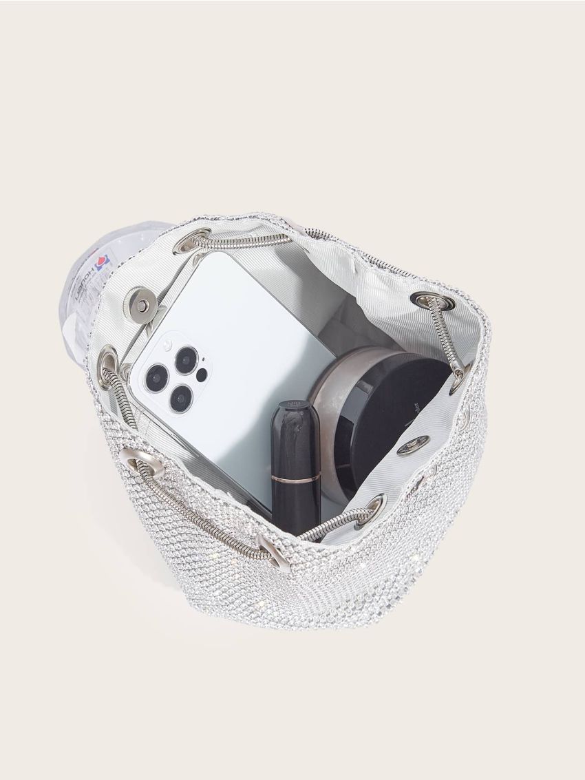 Mini Rhinestone Decor Bucket Bag