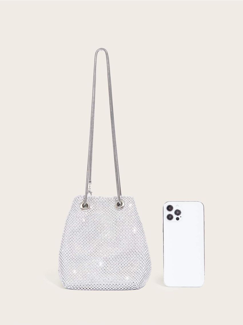 Mini Rhinestone Decor Bucket Bag