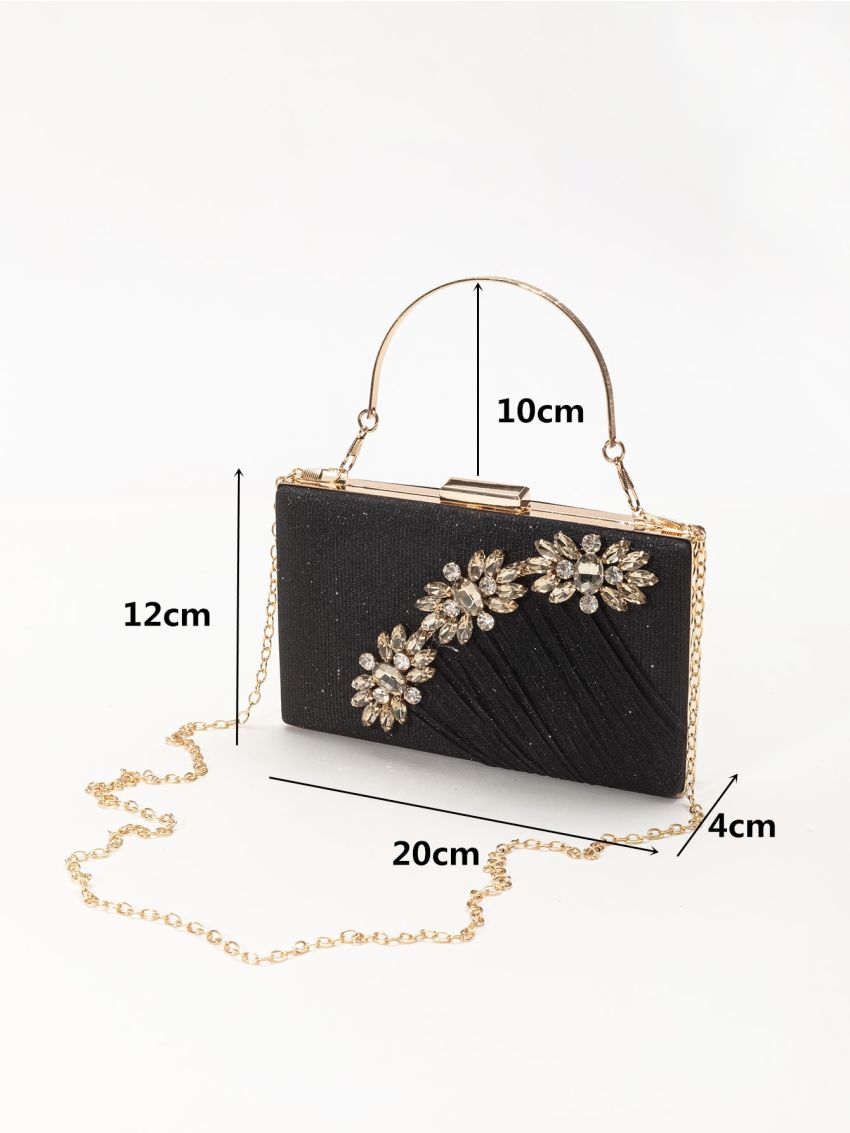 Rhinestone Decor Chain Box Bag