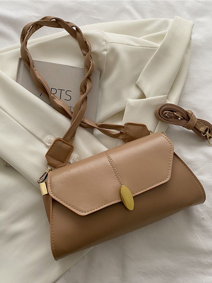 Metal Lock Design Flap Square Bag