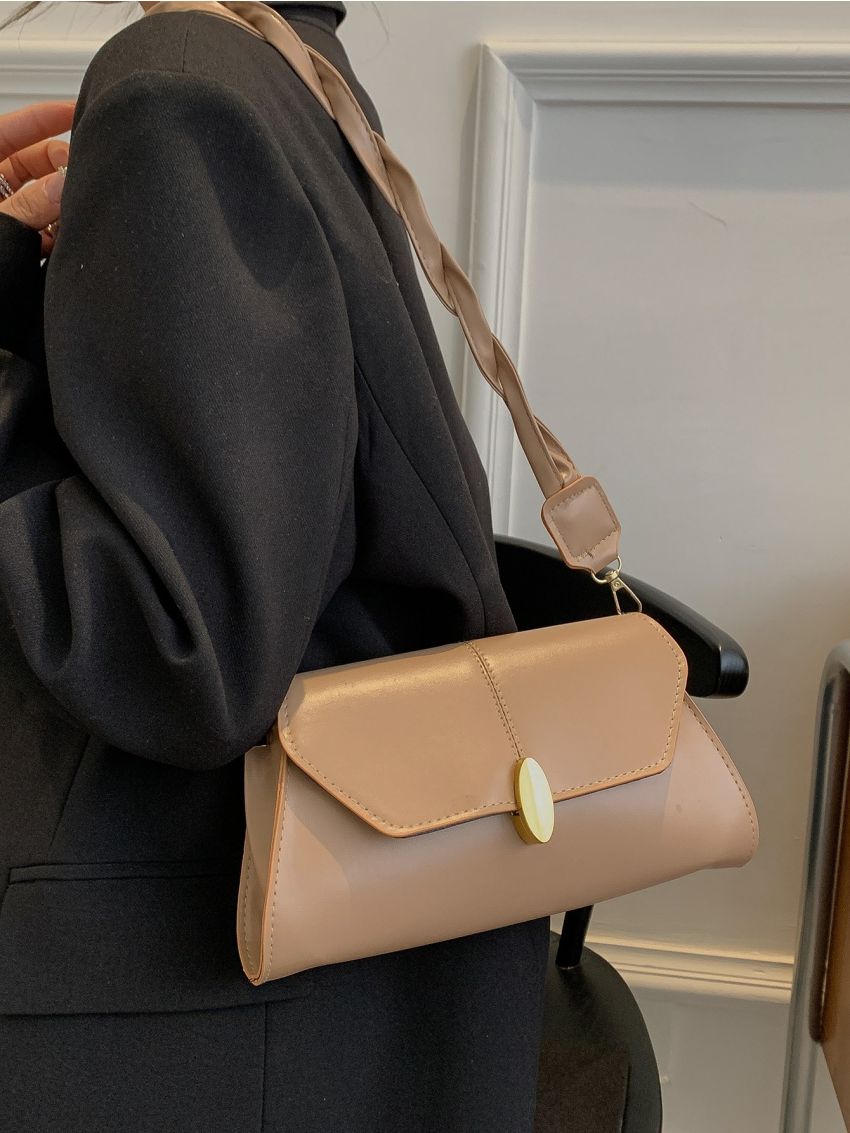 Metal Lock Design Flap Square Bag