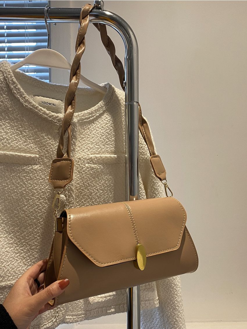 Metal Lock Design Flap Square Bag