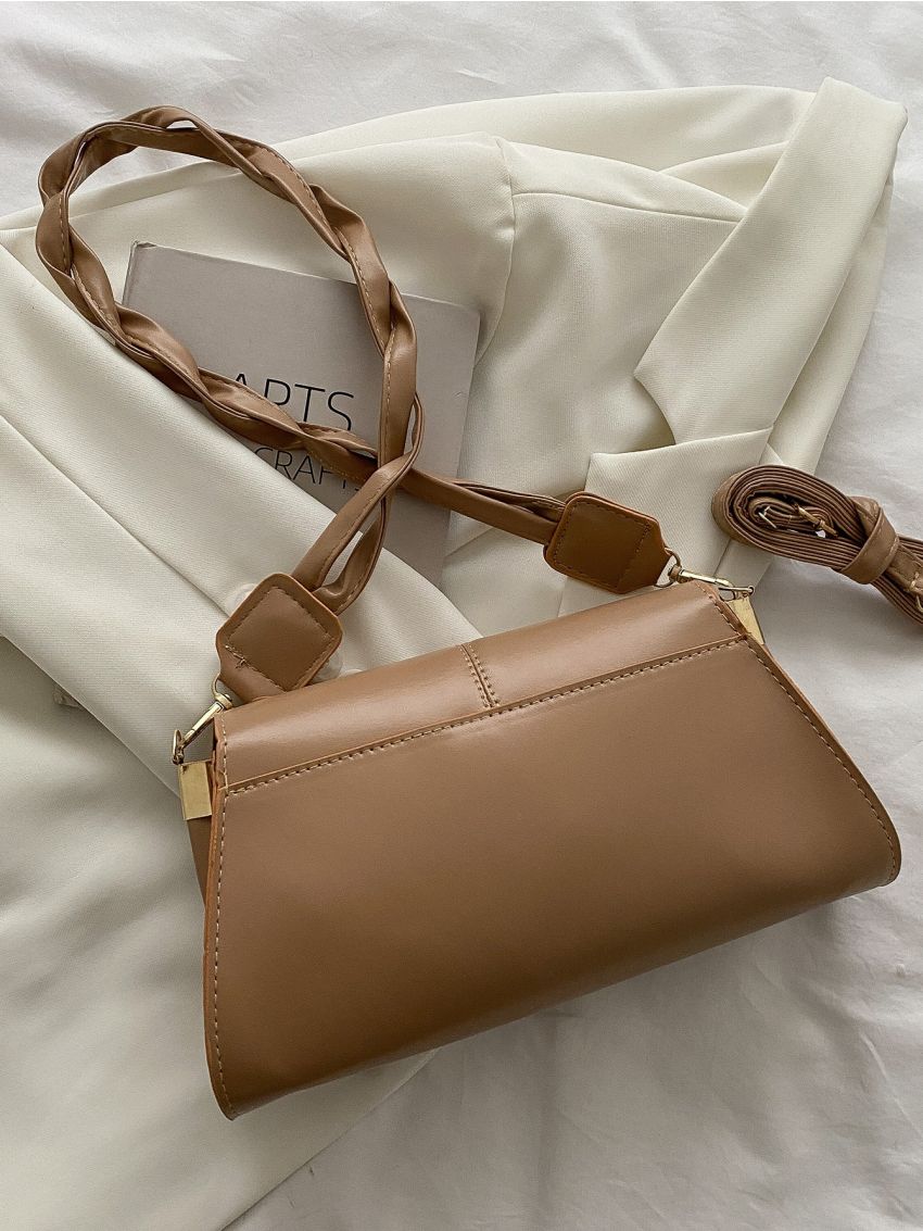 Metal Lock Design Flap Square Bag