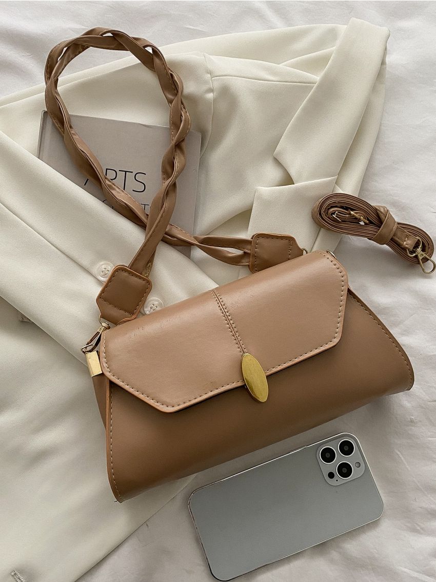 Metal Lock Design Flap Square Bag