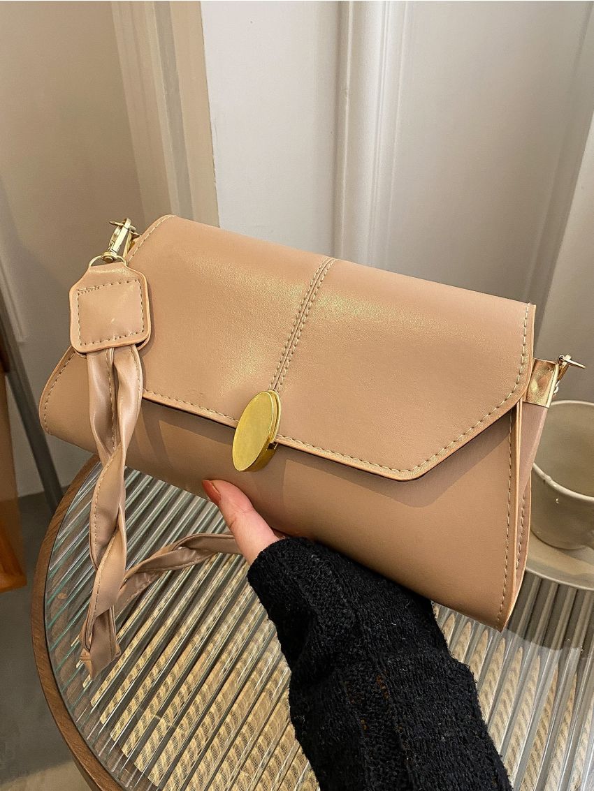 Metal Lock Design Flap Square Bag