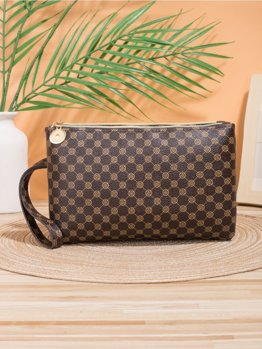 Tartan Zipper Long Purse With Wristlet