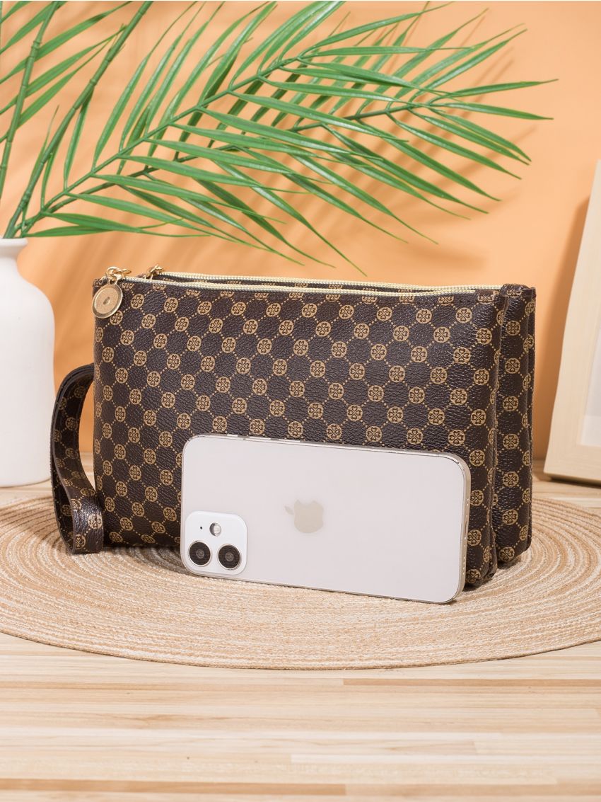 Tartan Zipper Long Purse With Wristlet