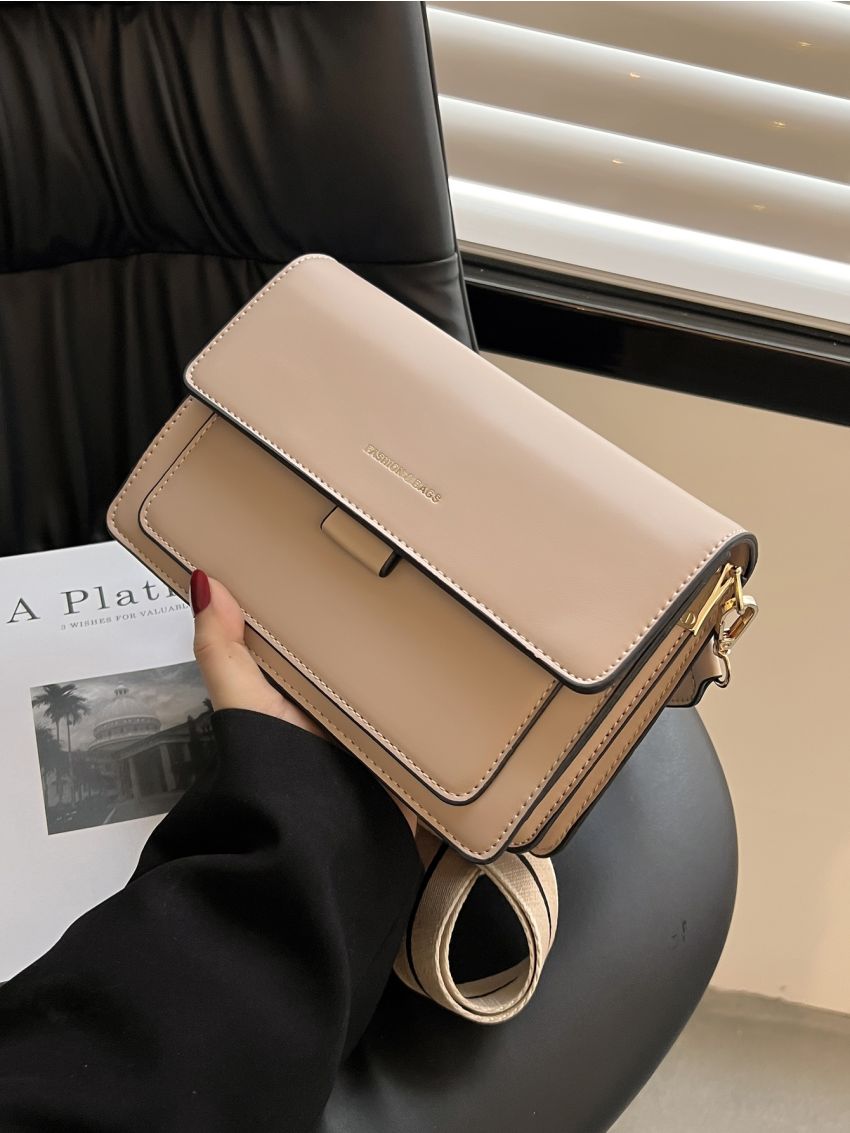 Letter Graphic Flap Square Bag