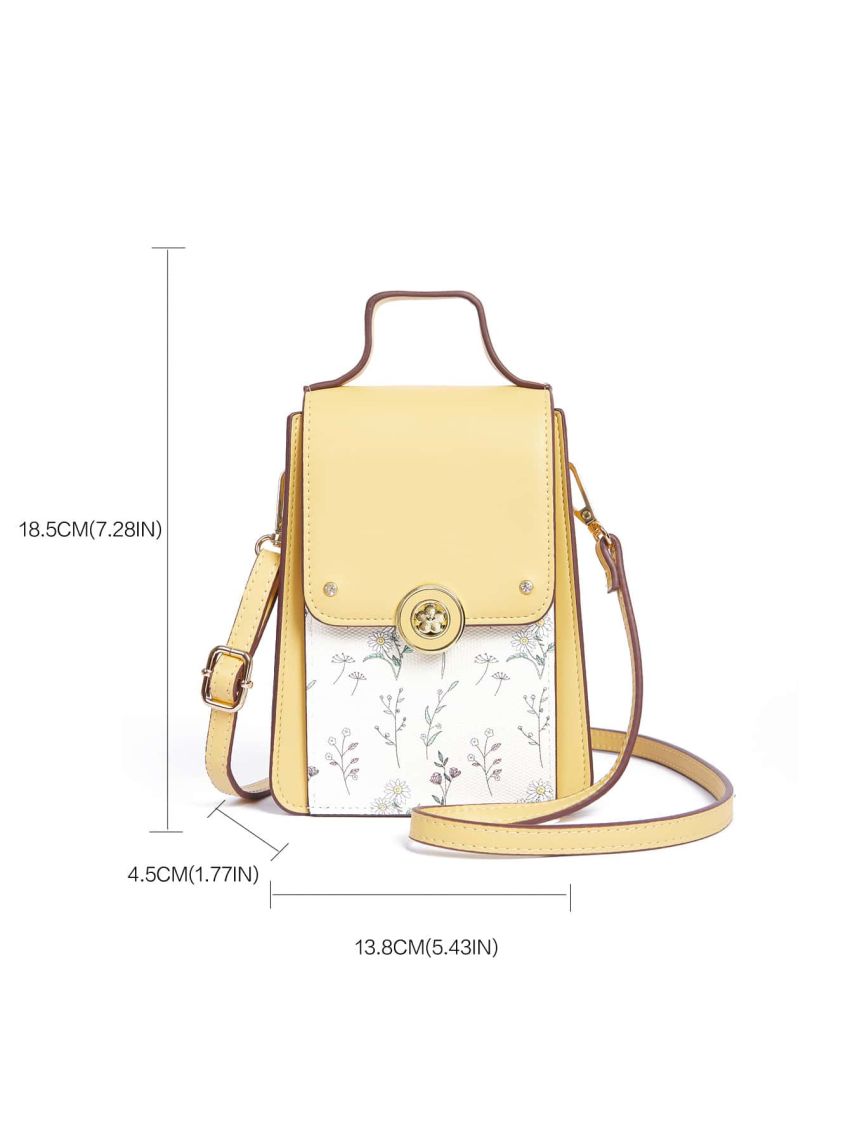 Floral Graphic Metal Detail Phone Wallet