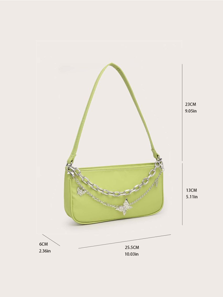 Butterfly & Chain Decor Square Bag