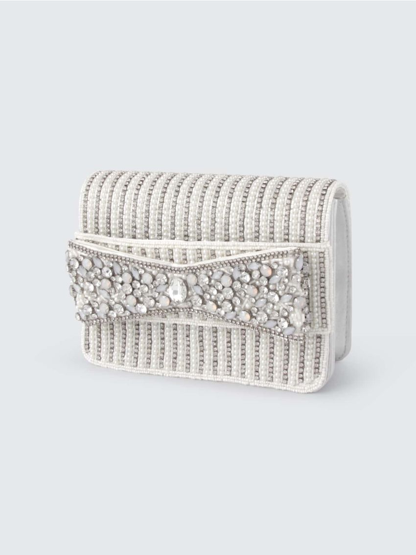 Rhinestone Decor Chain Square Bag