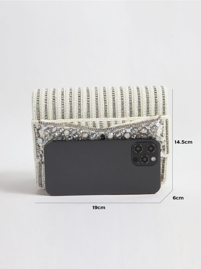 Rhinestone Decor Chain Square Bag