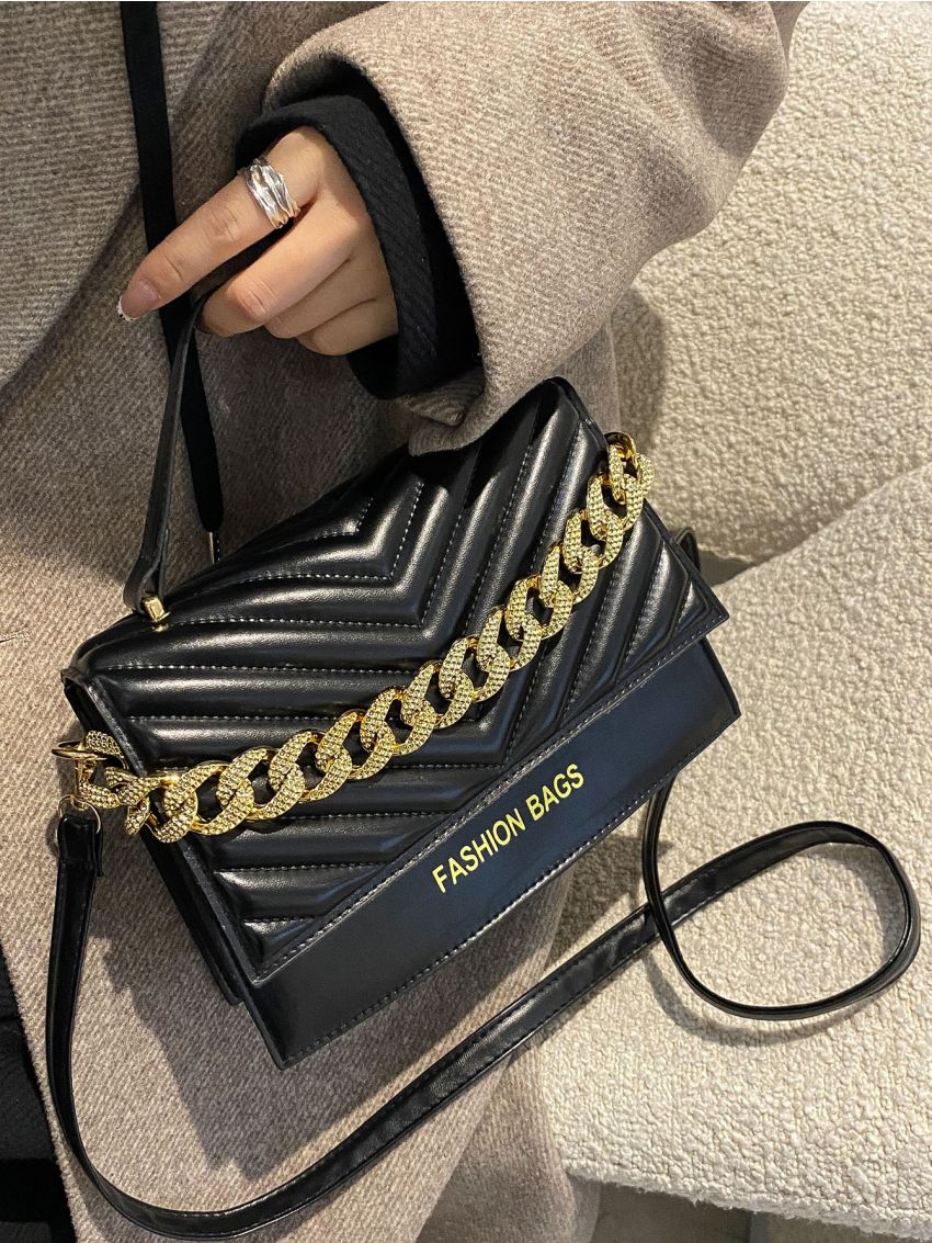 Chevron Flap Square Bag