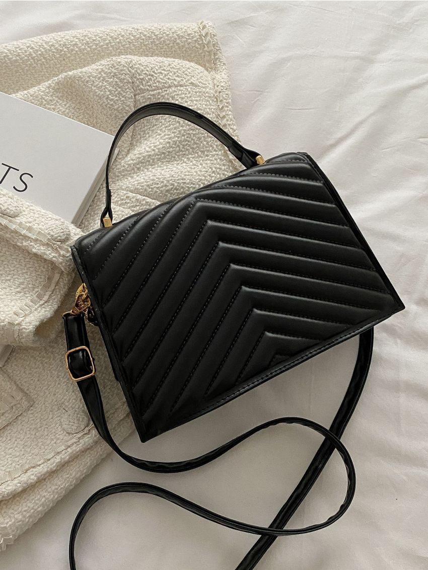 Chevron Flap Square Bag