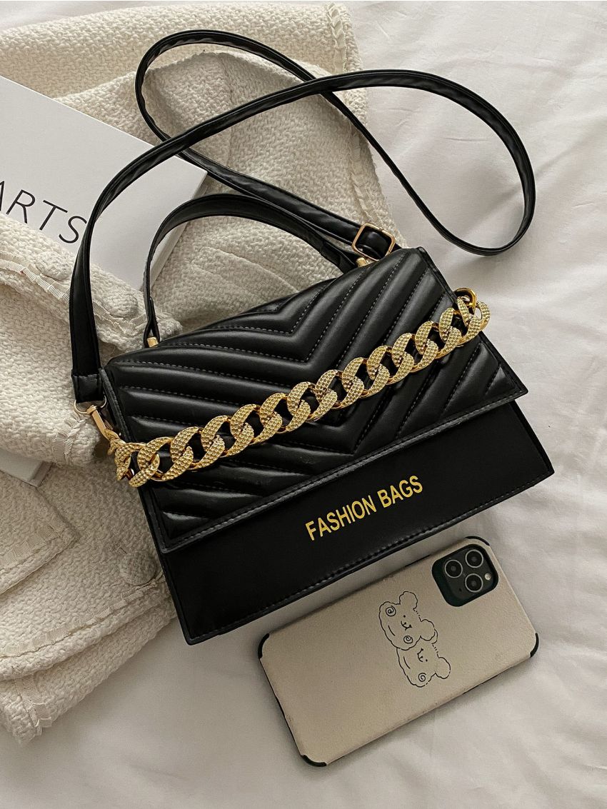 Chevron Flap Square Bag