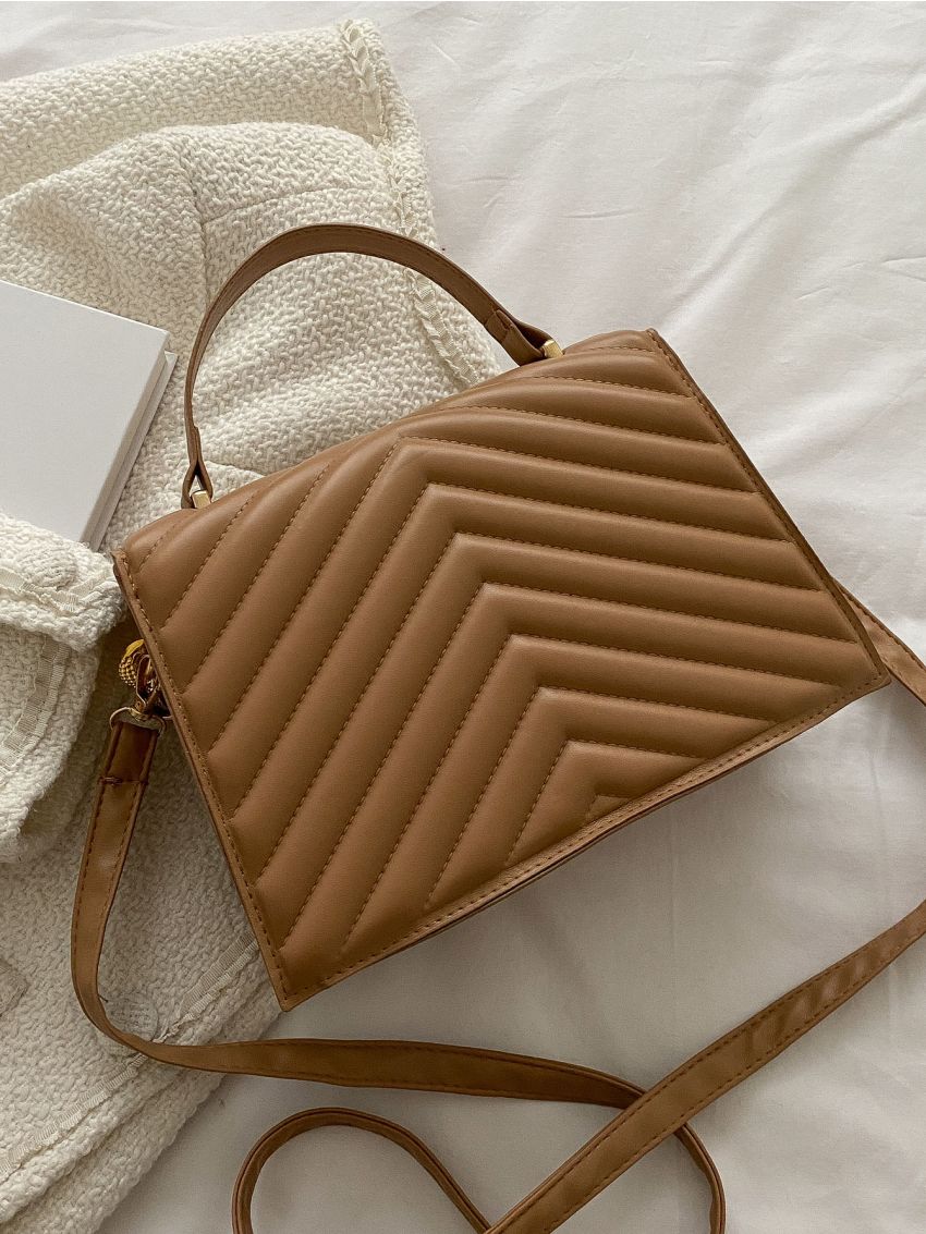 Chevron Chain Decor Square Bag